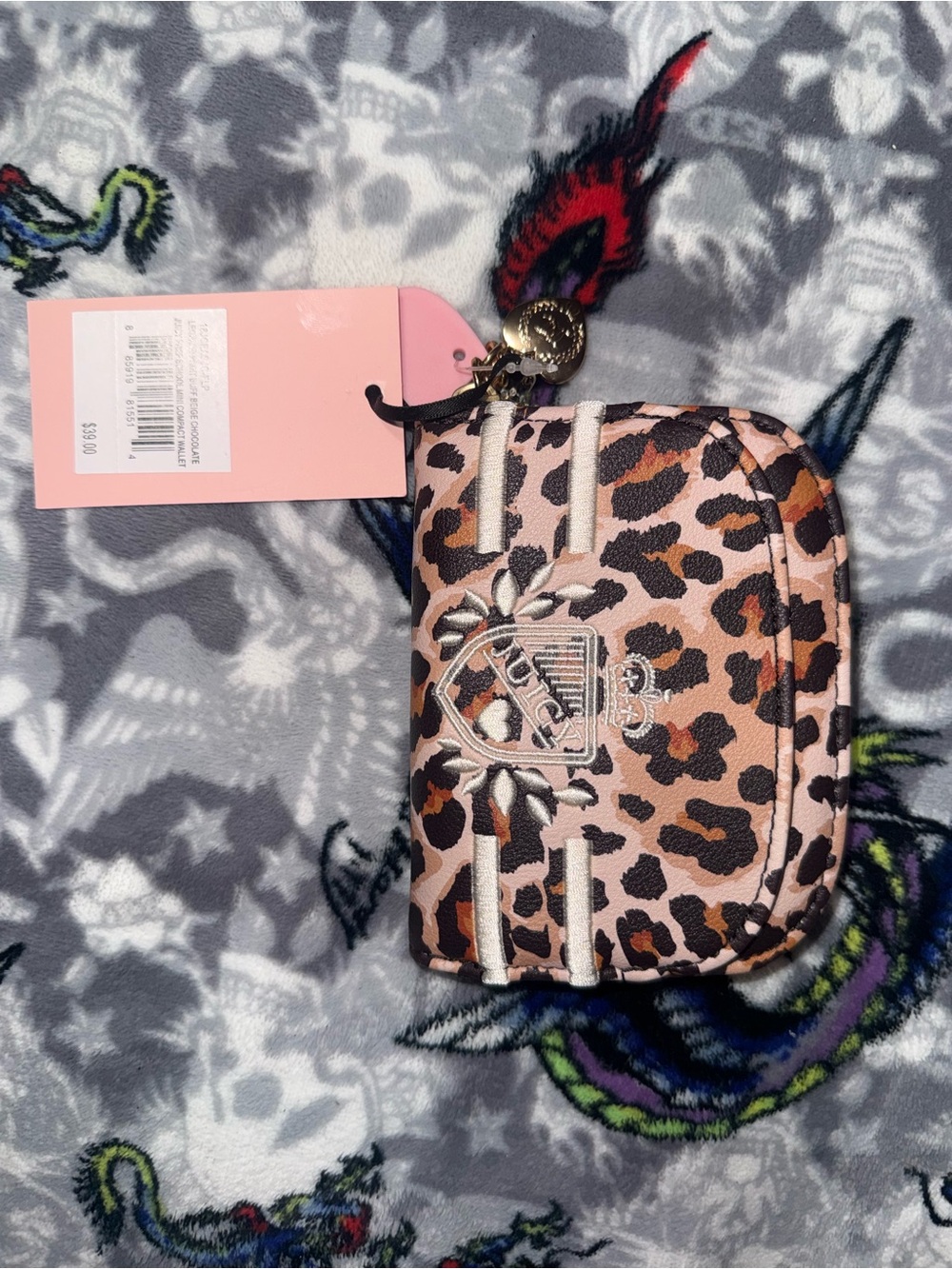 Juicy Couture Leopard Cosmetic Pouch - Pink, Brown & Black
